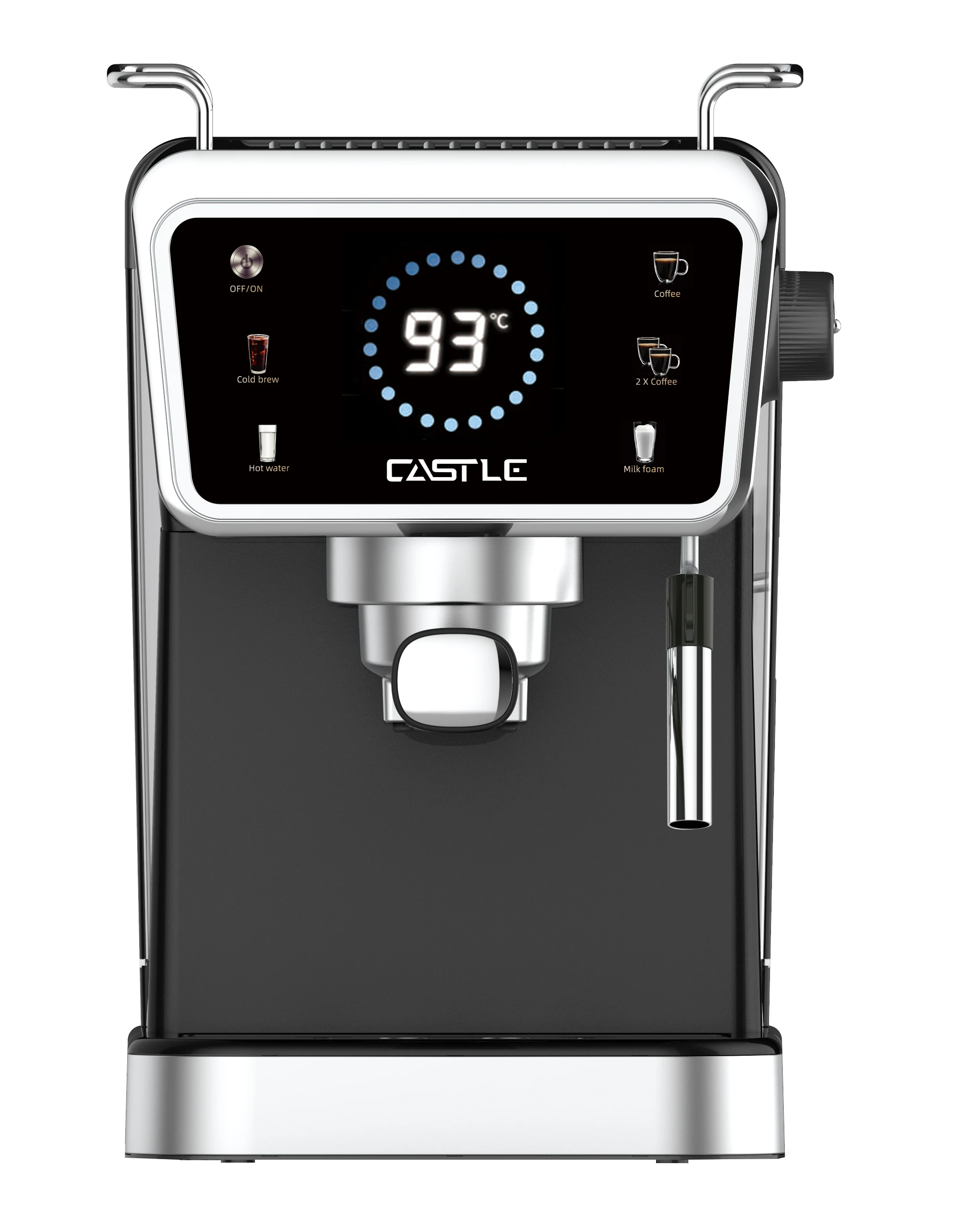 ماكينة قهوة اسبريسو، 7 وظائف، شاشة تحكم باللمس، CMD1370 - اسود فضي